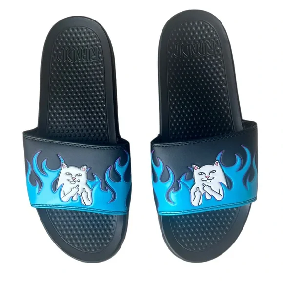 RIPNDIP Welcome to Heck Slides (Black/Blue) Sz. 13 Rip N Dip Welcome to Heck Slides Black Blue | Billion Creation main image 2